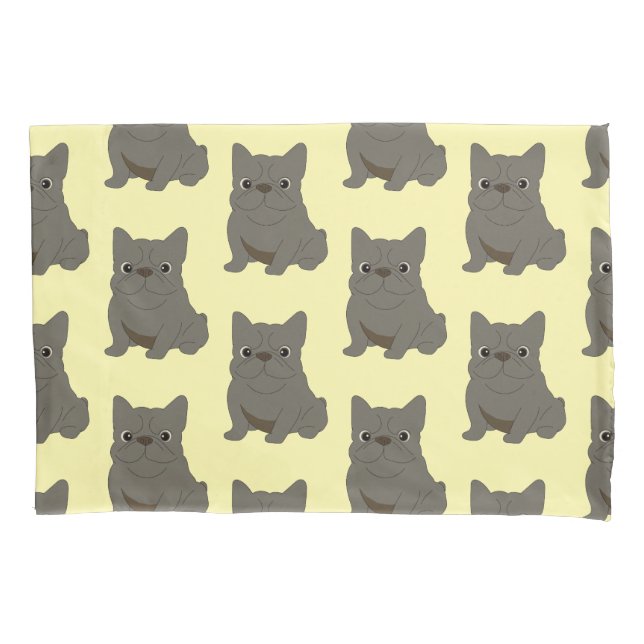 Housse D'oreillers Blue Baby French Bulldog, yellow Pillow Case (devant)