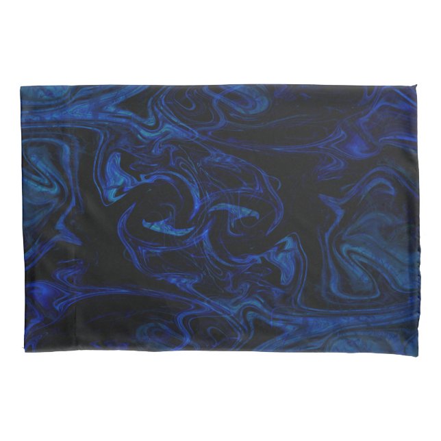 Housse D'oreillers Blue Black Swirl Abstrait Smoky Cool (devant)