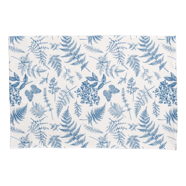 Housse D'oreillers Blue Garden Butterfly & Floral Garden Motif (devant)