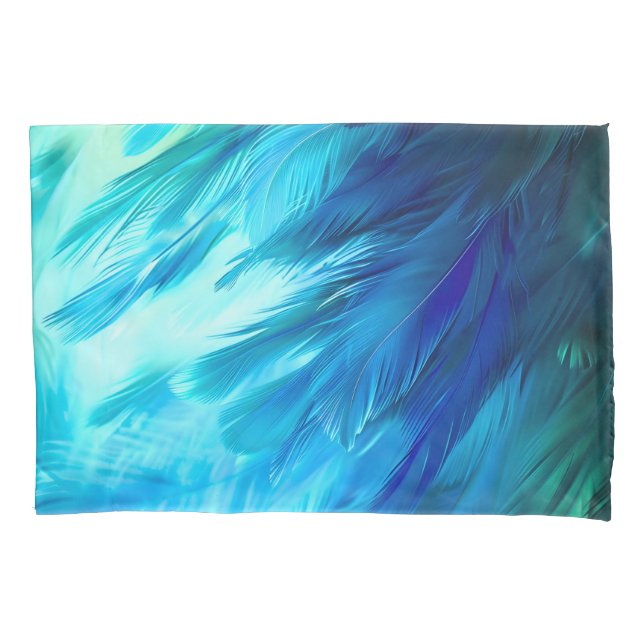 Housse D'oreillers Blue Green Feather Abstract (devant)