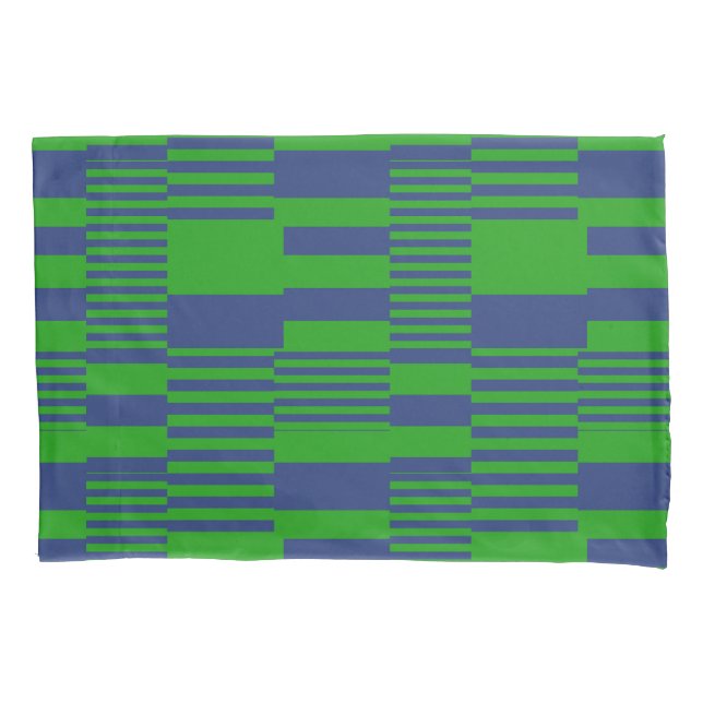 Housse D'oreillers Blue Green Patchwork Stripes Design  (devant)