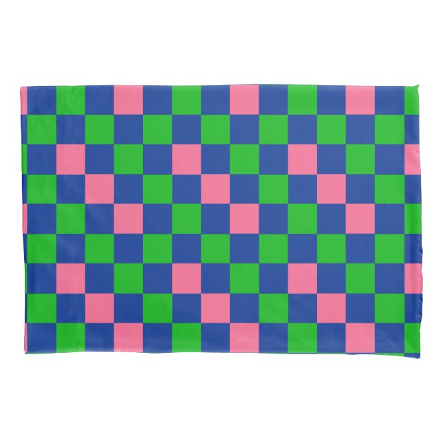 Housse D'oreillers Blue Green Pink Checkered Pattern Design  (devant)