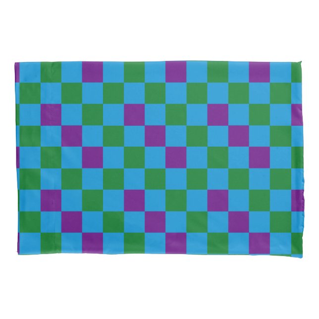 Housse D'oreillers Blue Green Purple Checkered Pattern Design  (devant)