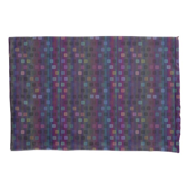 Housse D'oreillers Blue, green, purple, pink squares with stripes (devant)