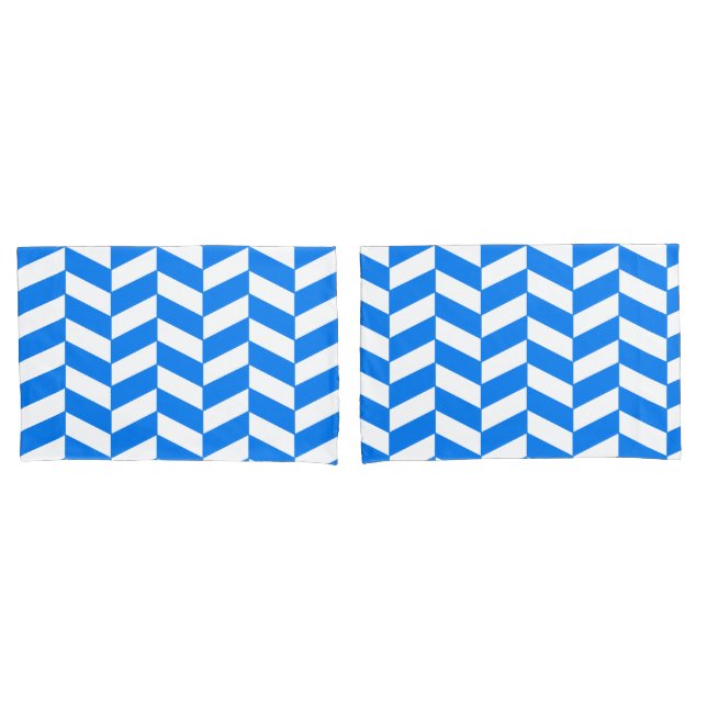 Housse D'oreillers Blue Herringbone Azure (devant-Set)