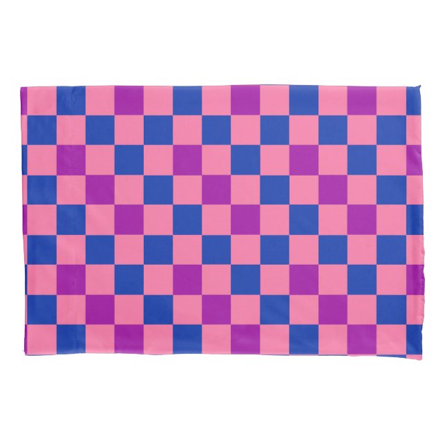 Housse D'oreillers Blue Pink Purple Checkered Pattern Design  (devant)