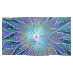 Housse D'oreillers Blue Purple Flower Dream Abstrait Fractal Art