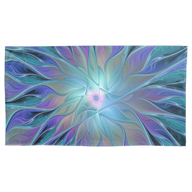 Housse D'oreillers Blue Purple Flower Dream Abstrait Fractal Art (devant)