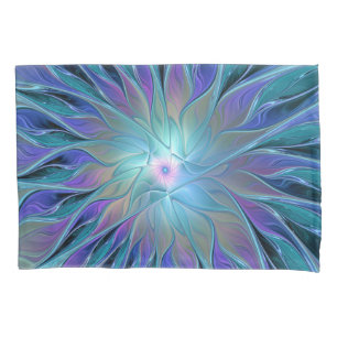 Housse D'oreillers Blue Purple Flower Dream Abstrait Fractal Art