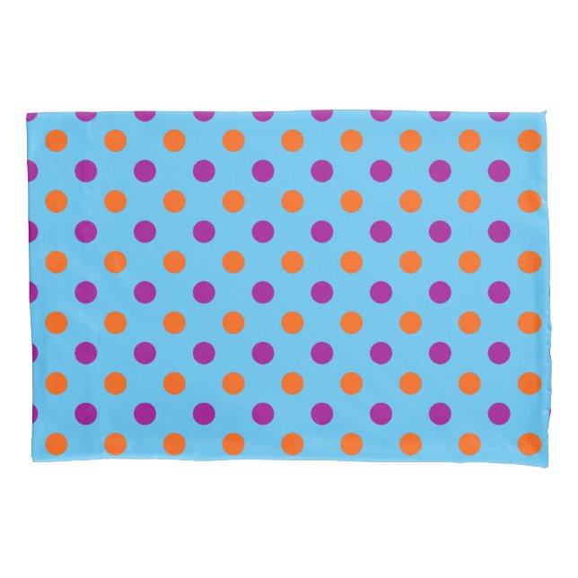 Housse D'oreillers Blue Purple Orange Polka Dot Pattern (devant)