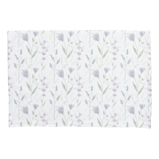 Housse D'oreillers Blue Purple Watercolor Wildflower  (devant-gauche)