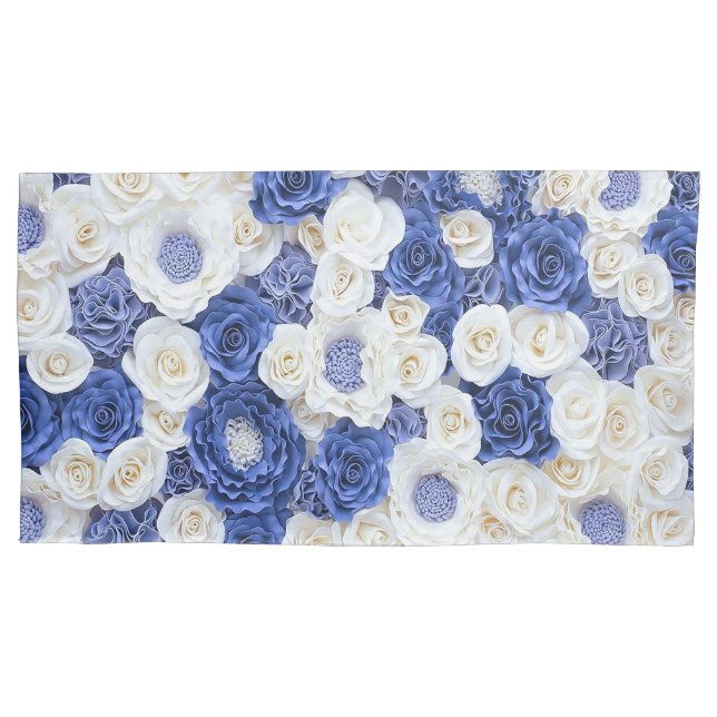Housse D'oreillers Blue White Fowers Élégante fille (devant)