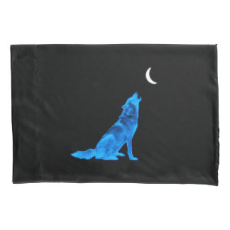 Housse D'oreillers Blue Wolf Howling à Moon