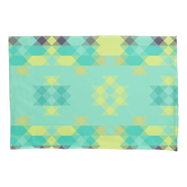 Housse D'oreillers blue yellow turquoise yellow and aqua  (devant)