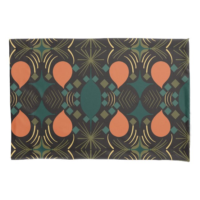 Housse D'oreillers Boho Diamant Géométrique Noir  (devant)