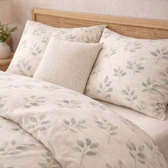 Housse D'oreillers Boho Eucalyptus Botanical Pattern Pillowcase (Créateur téléchargé)