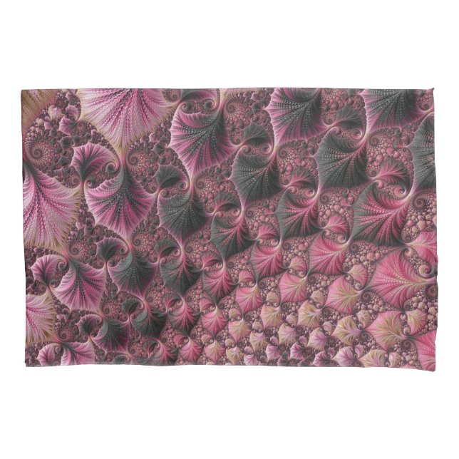 Housse D'oreillers Boho Funky Éclectique Rose Noir Abstrait Fractal (devant-gauche)