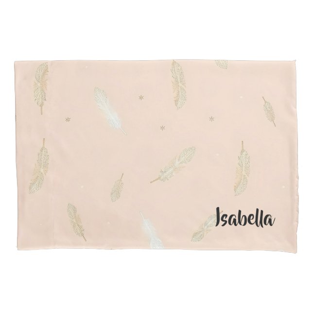 Housse D'oreillers Boho Moderne Plumes Collection Luxe (devant)