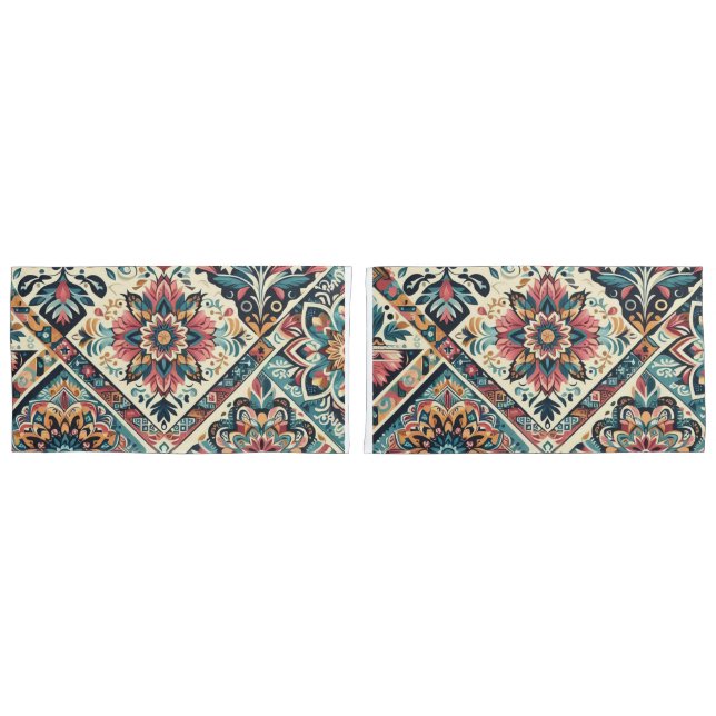 Housse D'oreillers BOHO motif Pair King Taille (devant-Set)