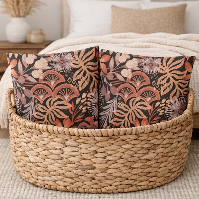 Housse D'oreillers Boho Terracotta Floral Pattern Pillow Case Set (Créateur téléchargé)