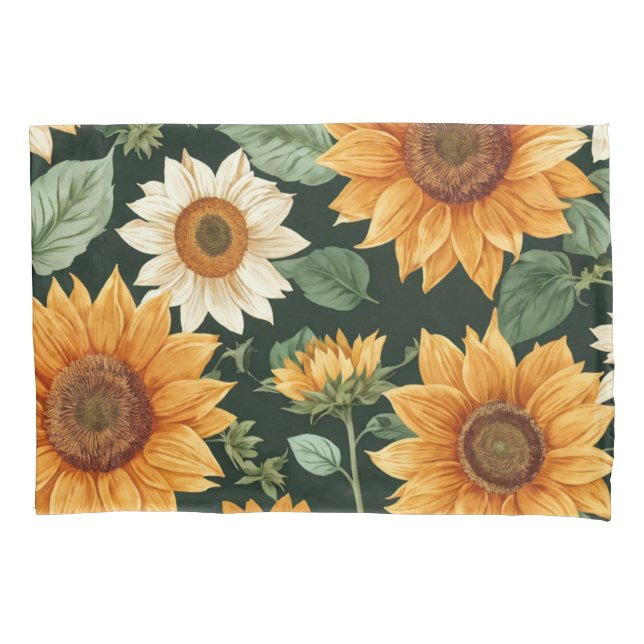 Housse D'oreillers Boho Terracotta Vintage Motif tournesol (devant)