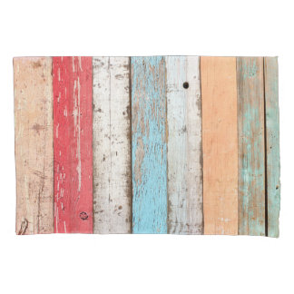 Housse D'oreillers Bois vintage : Texture criquée multicolore.