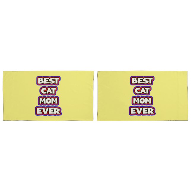 Housse D'oreillers Bold Best Cat Mom Ever Fun Typographie (devant-Set)
