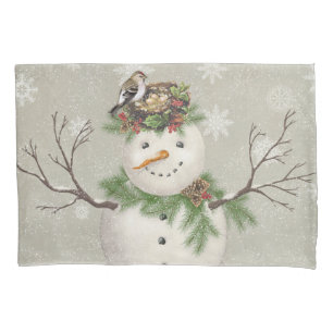 Housse D'oreillers bonhomme de neige vintage moderne de jardin