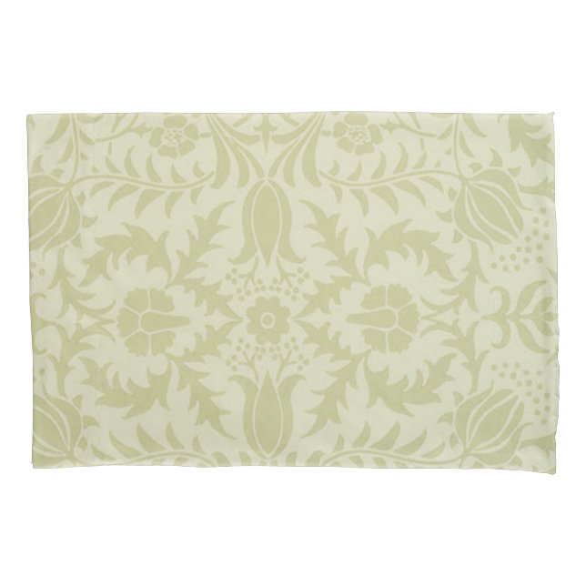 Housse D'oreillers Borage vintage vert tendre damas de William Morris (devant)