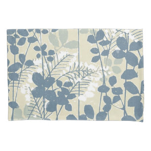 Housse D'oreillers Botanique Bleu Japonais Vintage : Fougère à Feuill