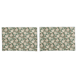 Housse D'oreillers Botanique Vert Beige Lily Floral