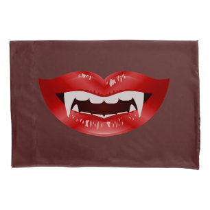Housse D'oreillers Bouche Rouge Vampire Avec Les Poings Sur Couleur R