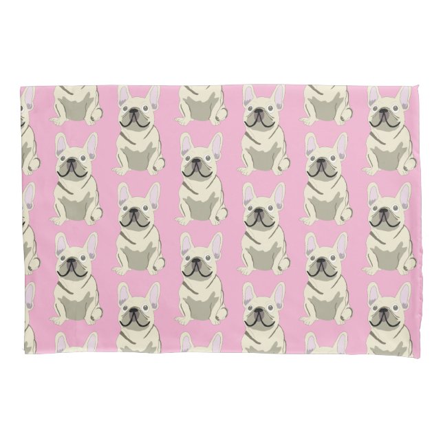 Housse D'oreillers Bouledogue Français Crème (devant)