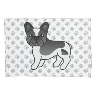 Housse D'oreillers Bouledogue Français Pie Noir Mignon Chien de Dessi