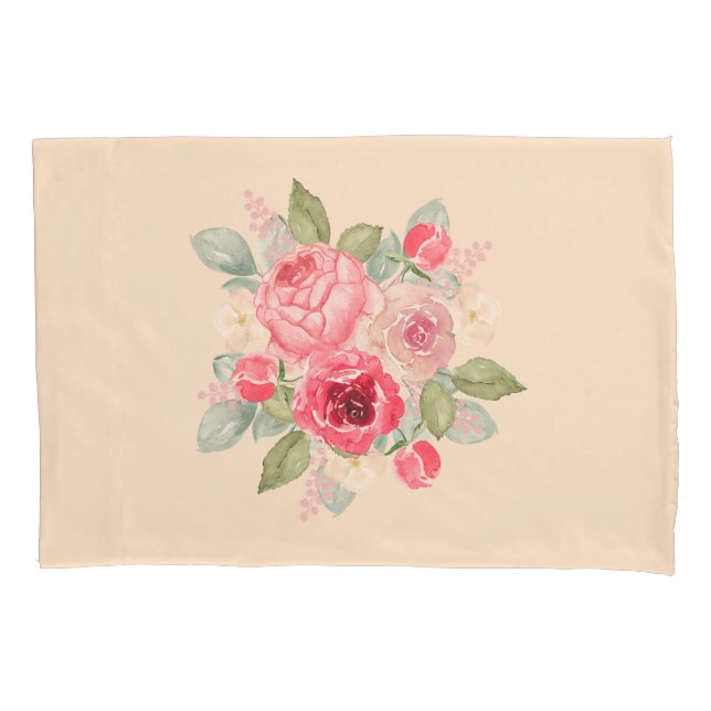 Housse D'oreillers Bouquet de roses peintes (devant)