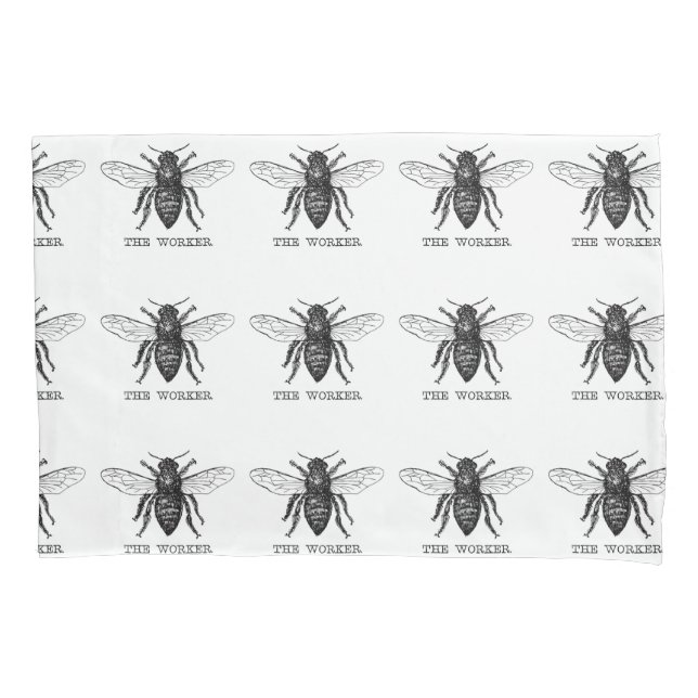 Housse D'oreillers Bourdon noir ouvrier abeille miel (devant)