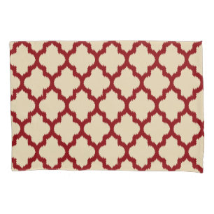 Housse D'oreillers Bourgogne Réversible Et Quatrefoil Tan Ikat