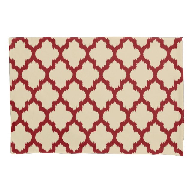 Housse D'oreillers Bourgogne Réversible Et Quatrefoil Tan Ikat (devant)