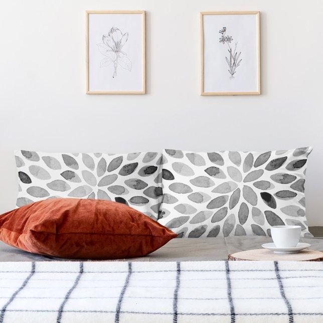 Housse D'oreillers Boutons de brosse d'aquarelle - noir et blanc (Créateur téléchargé)