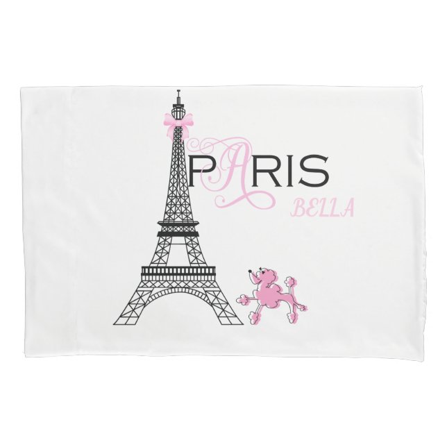Housse D'oreillers Bow rose Tour Eiffel Paris France Poodle Chic (devant)