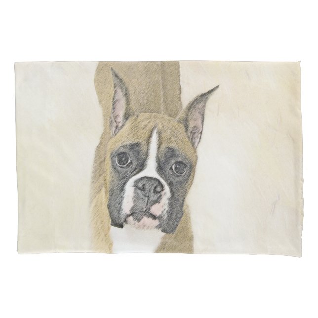 Housse D'oreillers Boxer Peinture - Cute Original Chien Art (devant)