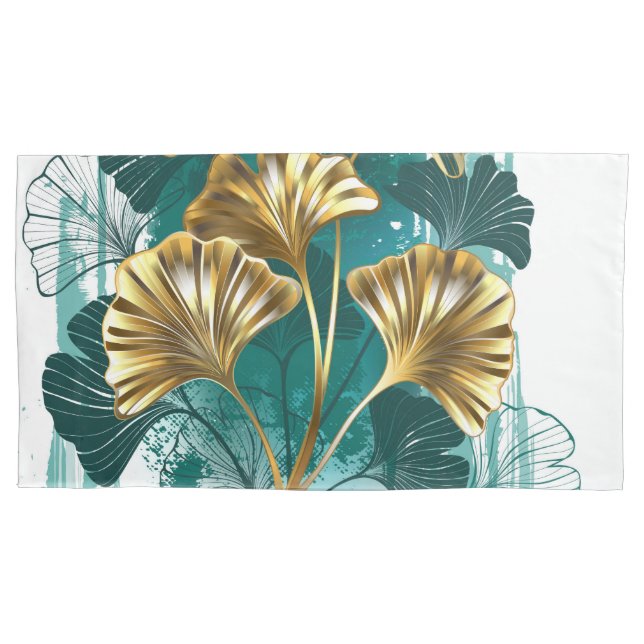 Housse D'oreillers Branche avec Feuilles d'or Ginko Biloba (devant-gauche)