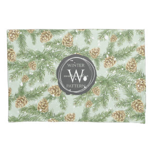 Housse D'oreillers Branches de pins et cônes de pins Motif d'aquarel