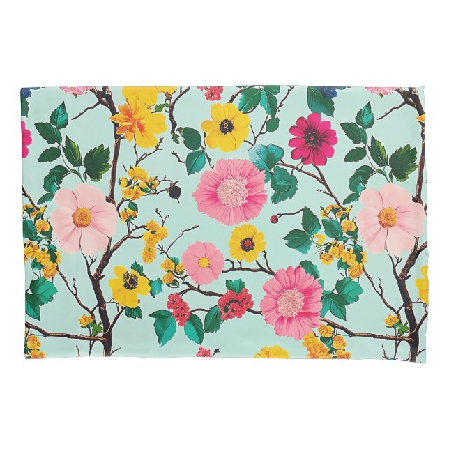 Housse D'oreillers Branches florales vibrantes Motif (devant)