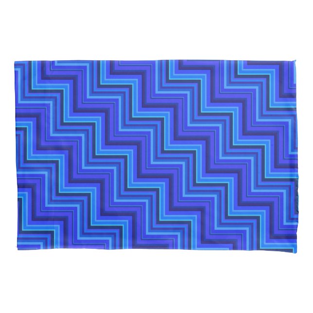 Housse D'oreillers Brayures bleues escaliers motif (devant)
