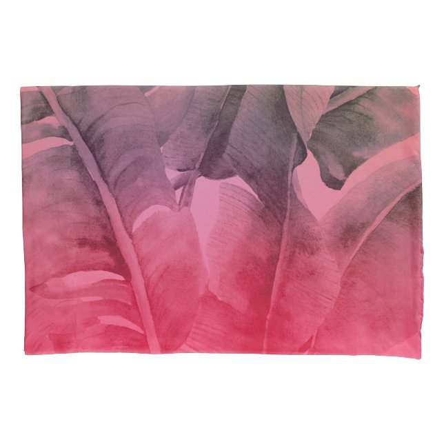 Housse D'oreillers Bright Fun Rose Tropical Summer Palm Feuille (devant)