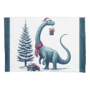 Housse D'oreillers Brontosaurus dinosaure de Noël