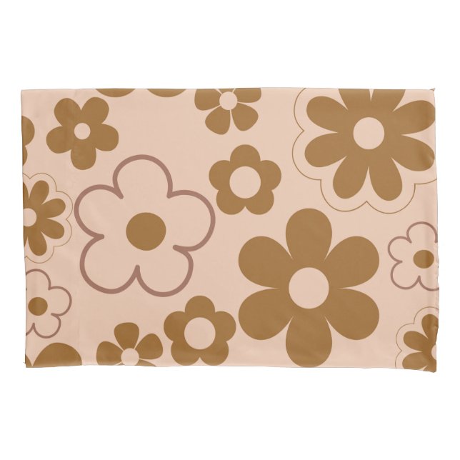 Housse D'oreillers Brown Automne Retro Y2K Hippie Flower Motif (devant)