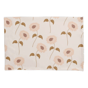 Housse D'oreillers Brown Beige Retro Y2K Hippie Motif de tournesol