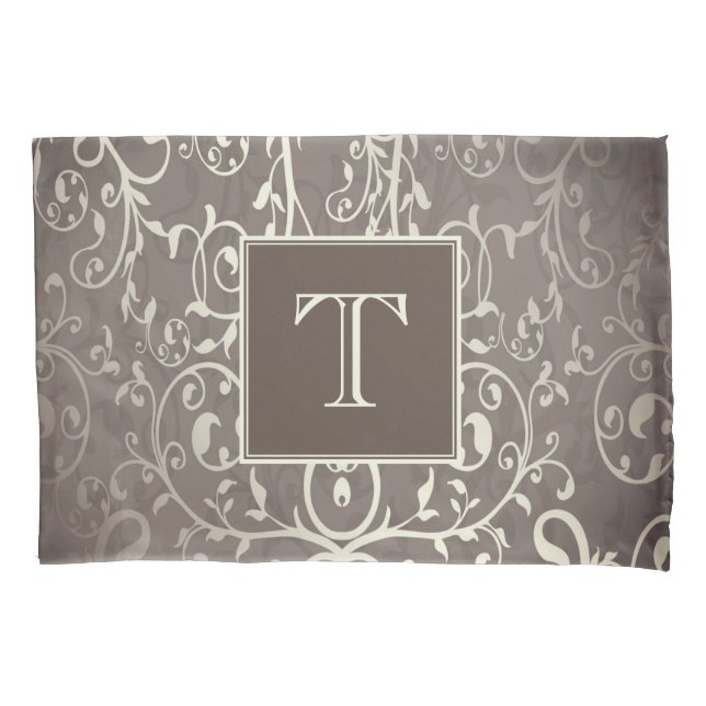 Housse D'oreillers Brown Élégant Monogramme Élégant (devant)